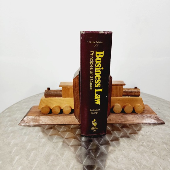 Vintage Wooden Hand Made Train Bookends Library Primitive Classic Americana - Picture 2 of 16